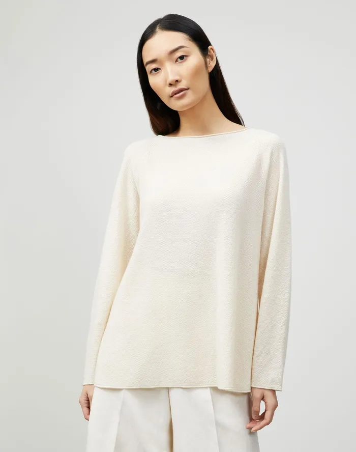 Women Lafayette 148 New York Sweaters KindCashmere Textured Stitch Bateau Neck Sweater Creme Fraiche Melange Women Lafayette 148 New York Sweaters KindCashmere Textured Stitch Bateau Neck Sweater Creme Fraiche Melange