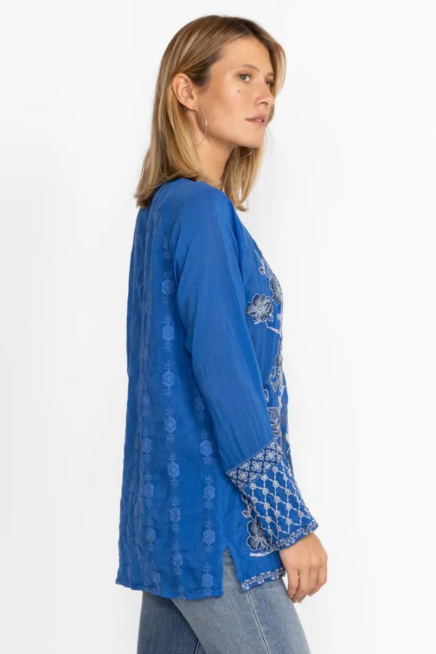 Women LAUREN BLOUSE Blue Gem Johnny Was Tops Women LAUREN BLOUSE Blue Gem Johnny Was Tops