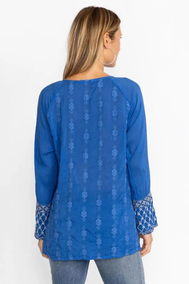 Women LAUREN BLOUSE Blue Gem Johnny Was Tops Women LAUREN BLOUSE Blue Gem Johnny Was Tops