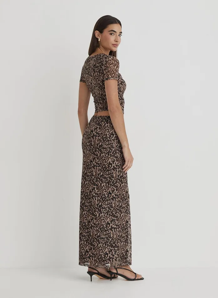 Women Leopard Print Mesh Maxi Skirt Cher 4th and Reckless Skirts