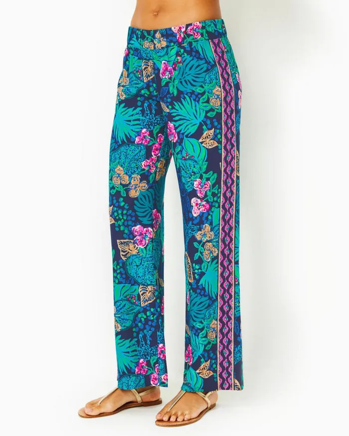 Women Lilly Pulitzer Bottoms 32034 Bal Harbour Palazzo Pant Lunar Blue A Lil Nauti Engineered Pant Women Lilly Pulitzer Bottoms 32034 Bal Harbour Palazzo Pant Lunar Blue A Lil Nauti Engineered Pant