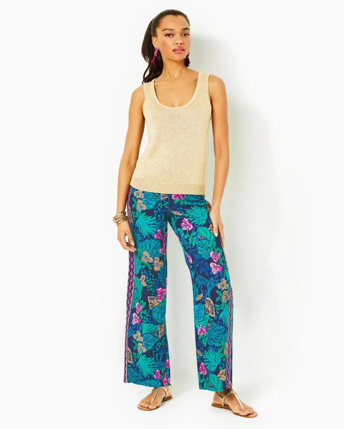 Women Lilly Pulitzer Bottoms 32034 Bal Harbour Palazzo Pant Lunar Blue A Lil Nauti Engineered Pant Women Lilly Pulitzer Bottoms 32034 Bal Harbour Palazzo Pant Lunar Blue A Lil Nauti Engineered Pant