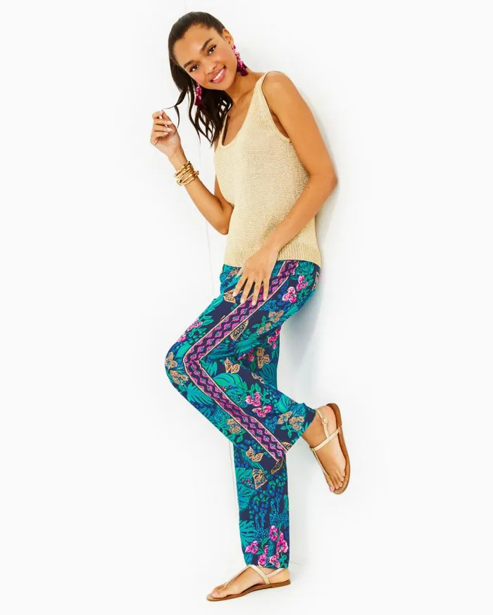 Women Lilly Pulitzer Bottoms 32034 Bal Harbour Palazzo Pant Lunar Blue A Lil Nauti Engineered Pant Women Lilly Pulitzer Bottoms 32034 Bal Harbour Palazzo Pant Lunar Blue A Lil Nauti Engineered Pant