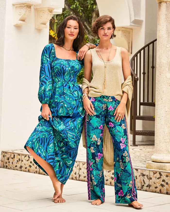 Women Lilly Pulitzer Bottoms 32034 Bal Harbour Palazzo Pant Lunar Blue A Lil Nauti Engineered Pant Women Lilly Pulitzer Bottoms 32034 Bal Harbour Palazzo Pant Lunar Blue A Lil Nauti Engineered Pant