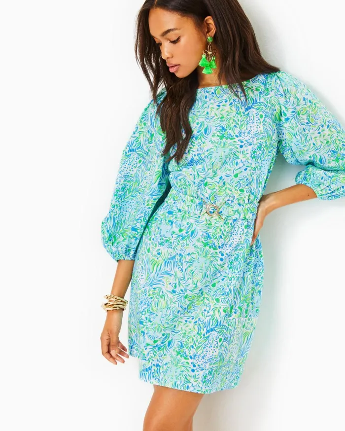 Women Lilly Pulitzer Dresses Barbara Cotton Dress Hydra Blue Dandy Lions