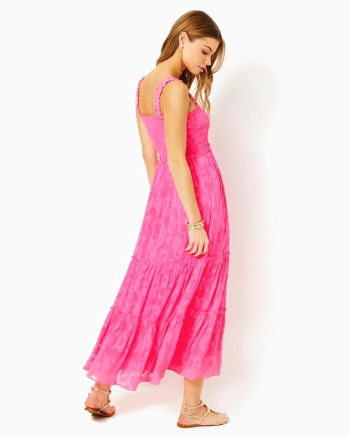Women Lilly Pulitzer Dresses Hadly Smocked Maxi Dress Resort White Poly Crepe Swirl Clip Women Lilly Pulitzer Dresses Hadly Smocked Maxi Dress Resort White Poly Crepe Swirl Clip