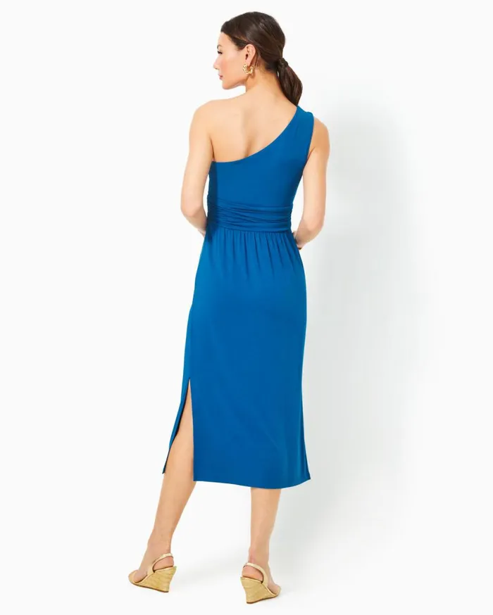 Women Lilly Pulitzer Dresses Helina OneShoulder Midi Dress Barton Blue