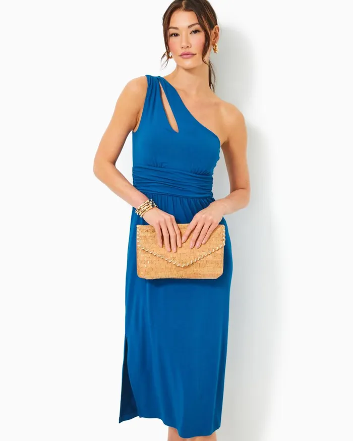 Women Lilly Pulitzer Dresses Helina OneShoulder Midi Dress Barton Blue