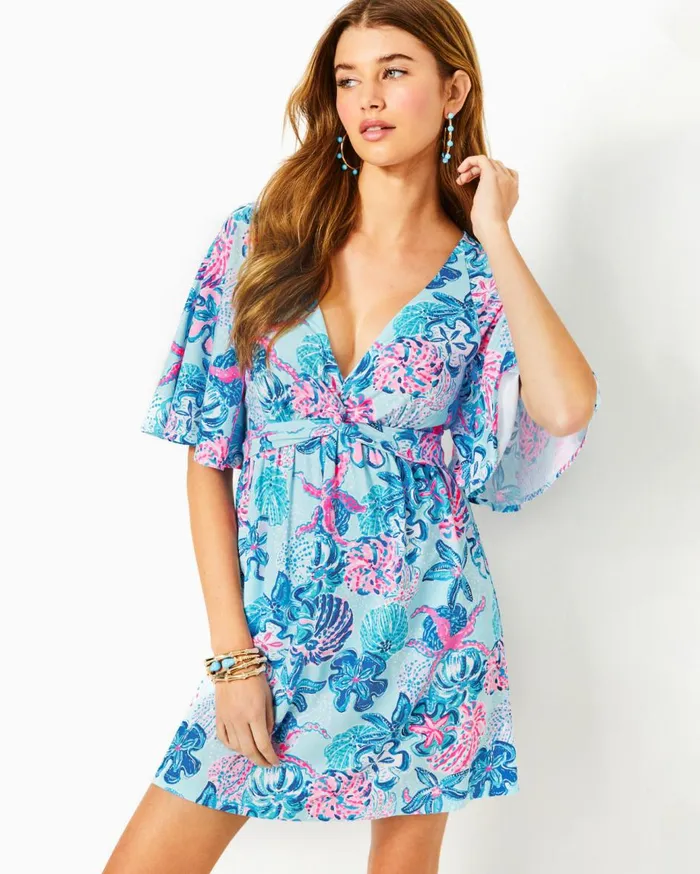 Women Lilly Pulitzer Dresses Minka Skirted Romper Multi Bahamas Beachcomber