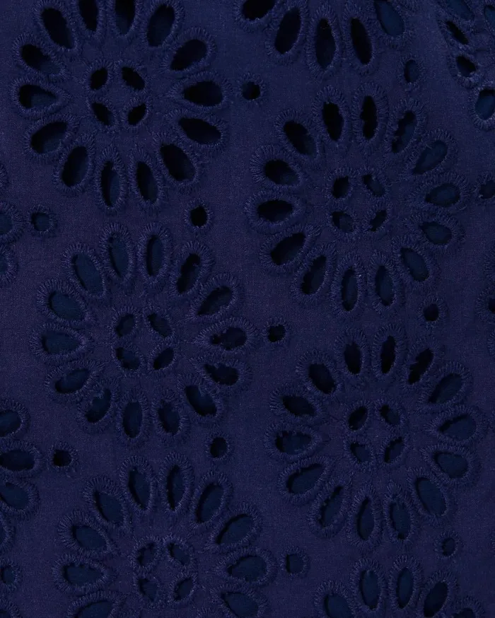 Women Lilly Pulitzer Dresses Shelli Eyelet Mini Dress True Navy Oversized Pinwheel Eyelet