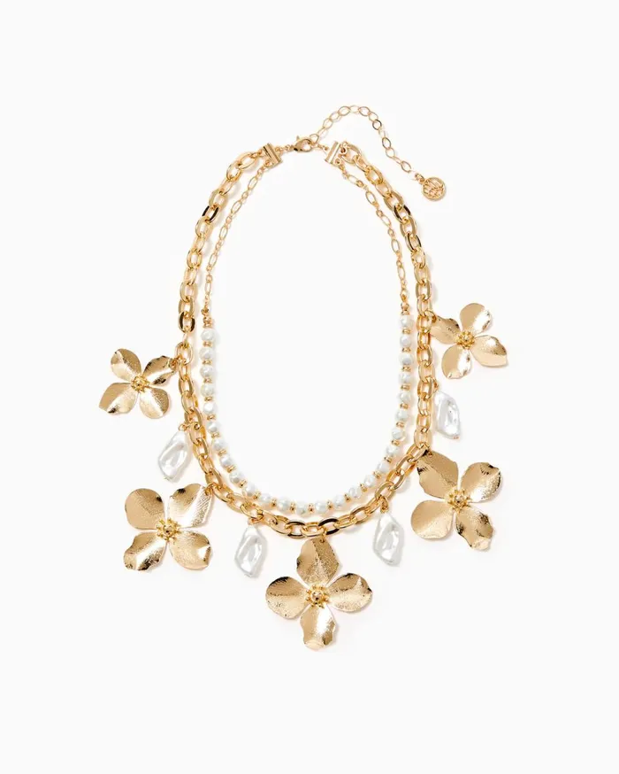 Women Lilly Pulitzer Jewelry Via Flora Necklace Gold Metallic