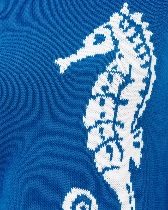Women Lilly Pulitzer Sweaters and Cardigans Kellyn Sweater Barton Blue Seahorse Jacquard Women Lilly Pulitzer Sweaters and Cardigans Kellyn Sweater Barton Blue Seahorse Jacquard