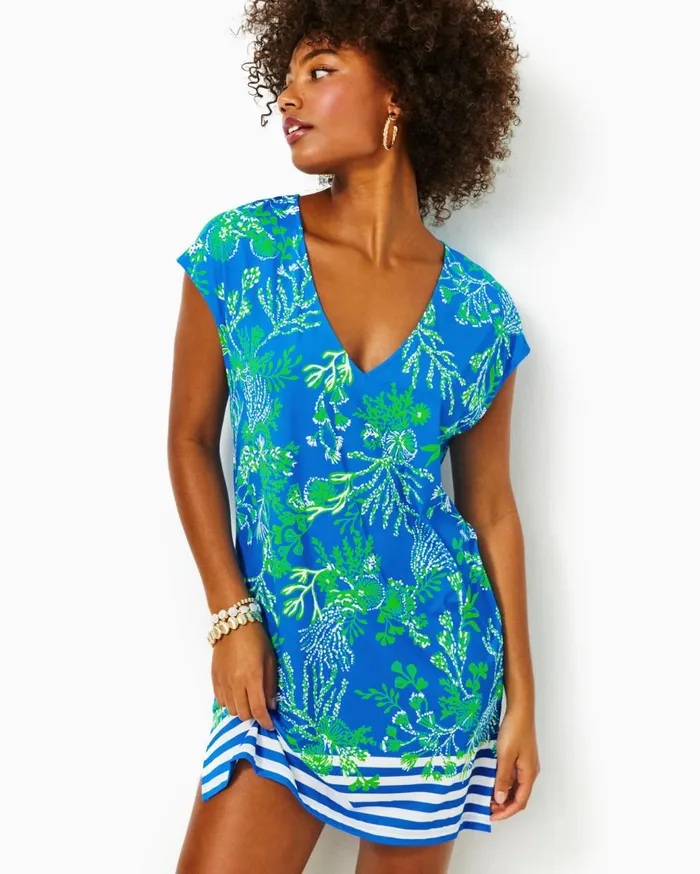 Women Lilly Pulitzer Swim Talli CoverUp Briny Blue A Bit Salty Engineered Coverup Women Lilly Pulitzer Swim Talli CoverUp Briny Blue A Bit Salty Engineered Coverup