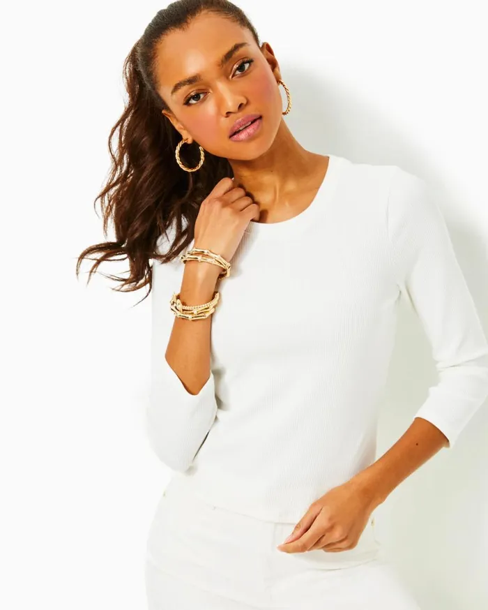 Women Lilly Pulitzer Tops Alans Knit Top Resort White