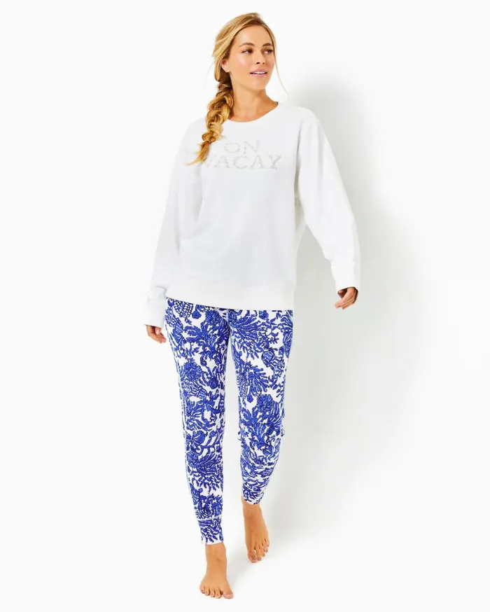 Women Lilly Pulitzer Tops Ballad Cotton Sweatshirt Resort White On Vacay Embellished Graphic Women Lilly Pulitzer Tops Ballad Cotton Sweatshirt Resort White On Vacay Embellished Graphic