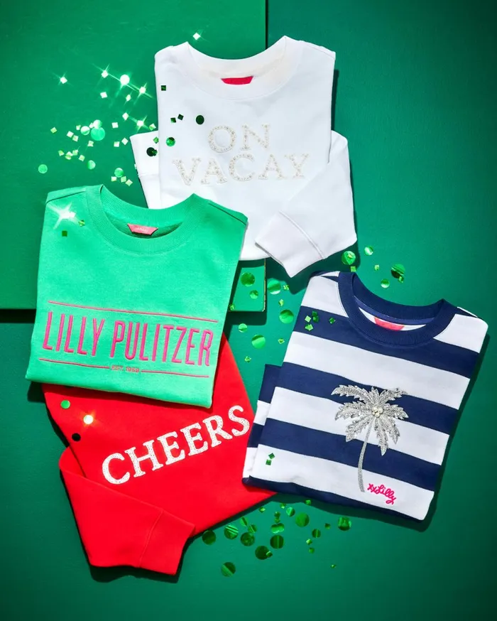 Women Lilly Pulitzer Tops Ballad Cotton Sweatshirt Resort White On Vacay Embellished Graphic Women Lilly Pulitzer Tops Ballad Cotton Sweatshirt Resort White On Vacay Embellished Graphic