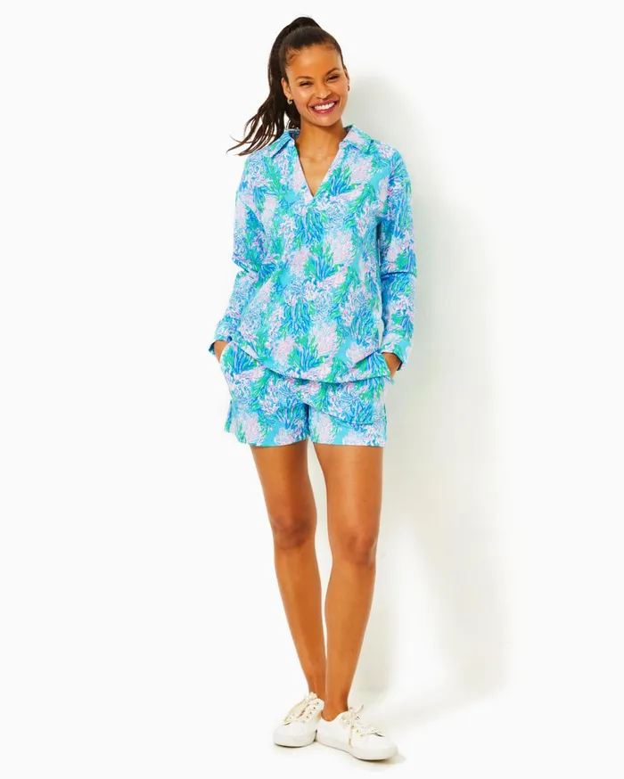 Women Lilly Pulitzer Tops Clanton Top Las Olas Aqua Strong Current Sea