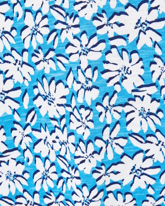 Women Lilly Pulitzer Tops Etta VNeck Cotton Top Lunar Blue Palm Beach Petals