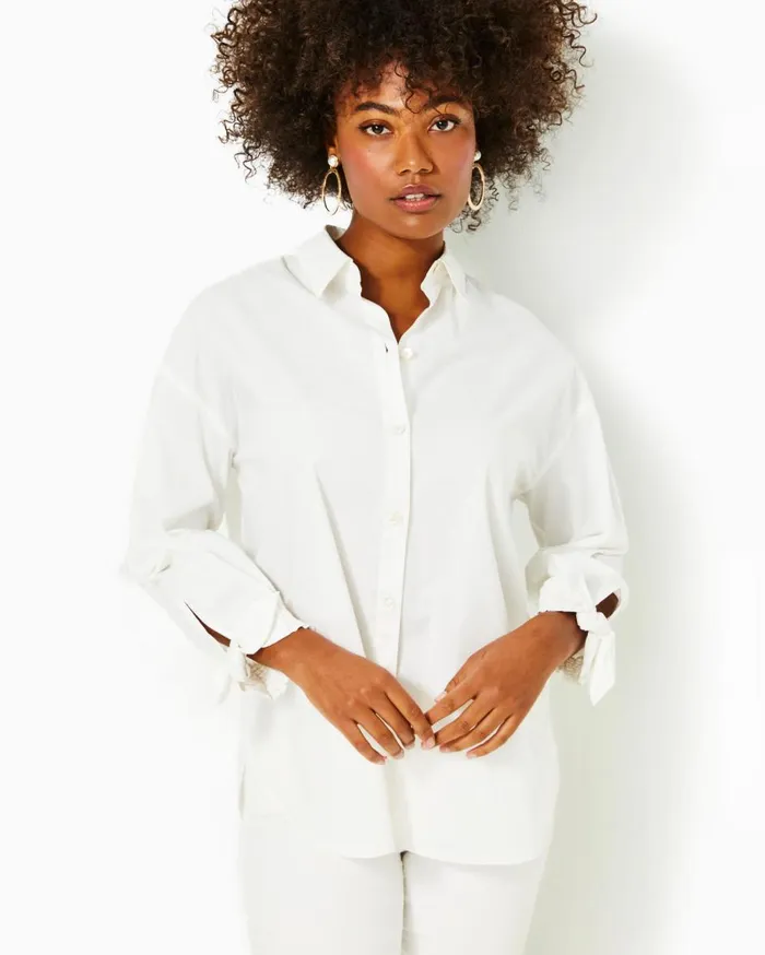 Women Lilly Pulitzer Tops Lesia Relaxed Button Down Shirt Resort White Women Lilly Pulitzer Tops Lesia Relaxed Button Down Shirt Resort White
