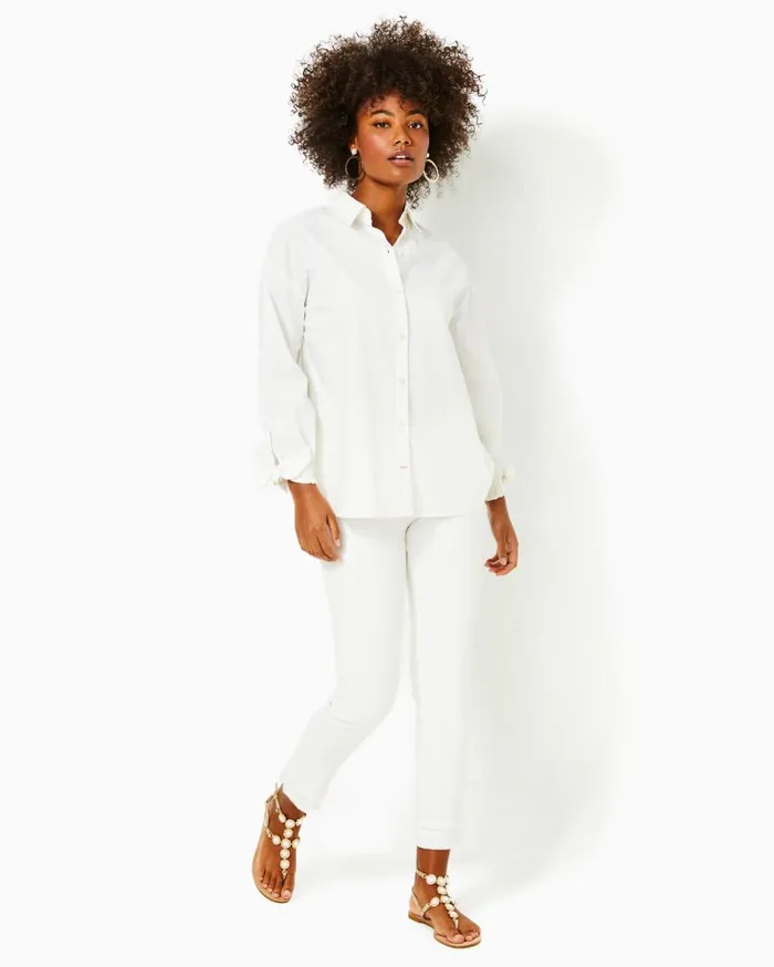 Women Lilly Pulitzer Tops Lesia Relaxed Button Down Shirt Resort White Women Lilly Pulitzer Tops Lesia Relaxed Button Down Shirt Resort White