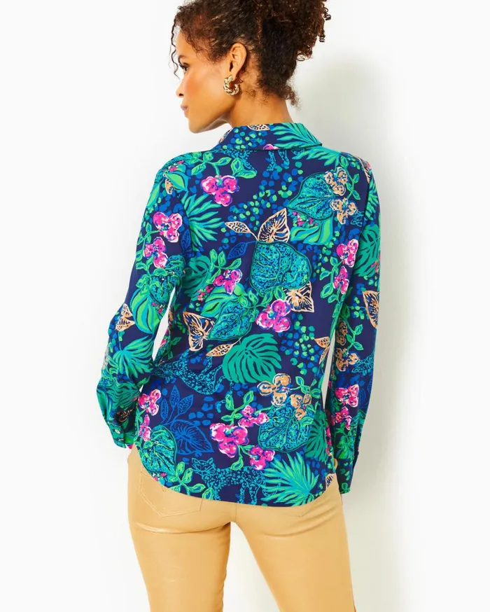 Women Lilly Pulitzer Tops UPF 50 ChillyLilly Marlena Button Down Top Low Tide Navy Life Of The Party Women Lilly Pulitzer Tops UPF 50 ChillyLilly Marlena Button Down Top Low Tide Navy Life Of The Party