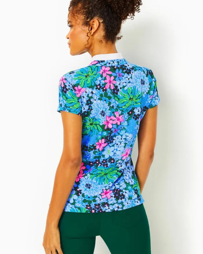 Women Lilly Pulitzer Tops UPF 50 Luxletic Frida Polo Bon Bon Blue Women Lilly Pulitzer Tops UPF 50 Luxletic Frida Polo Bon Bon Blue
