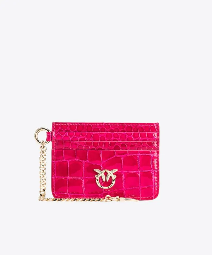 Women Limited Edition Pinko PINKO Galleria Card Holder In Shiny Coloured Crocprint Leather Pinko Pinklightgold Women Limited Edition Pinko PINKO Galleria Card Holder In Shiny Coloured Crocprint Leather Pinko Pinklightgold