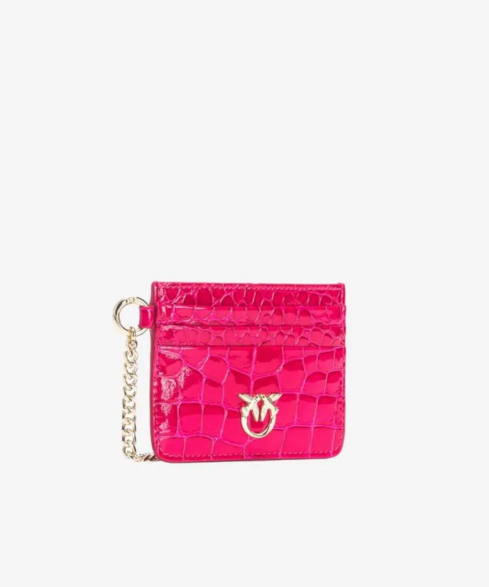 Women Limited Edition Pinko PINKO Galleria Card Holder In Shiny Coloured Crocprint Leather Pinko Pinklightgold Women Limited Edition Pinko PINKO Galleria Card Holder In Shiny Coloured Crocprint Leather Pinko Pinklightgold