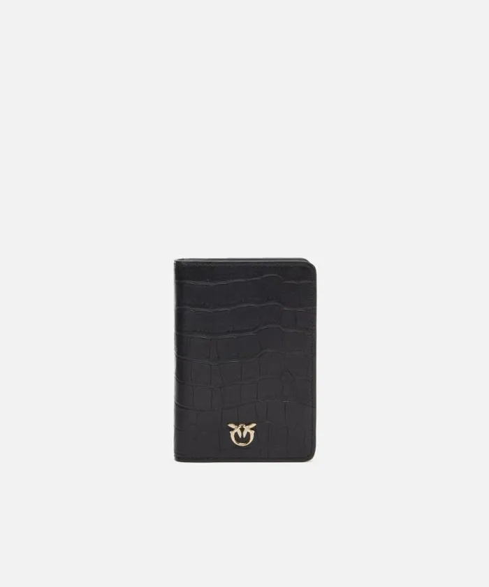 Women Limited Edition Pinko PINKO Galleria Crocprint Leather Passport Holder Blacklight Gold Women Limited Edition Pinko PINKO Galleria Crocprint Leather Passport Holder Blacklight Gold