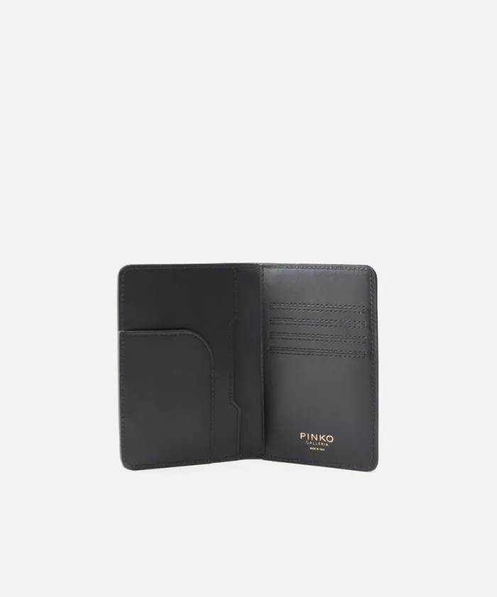 Women Limited Edition Pinko PINKO Galleria Crocprint Leather Passport Holder Blacklight Gold
