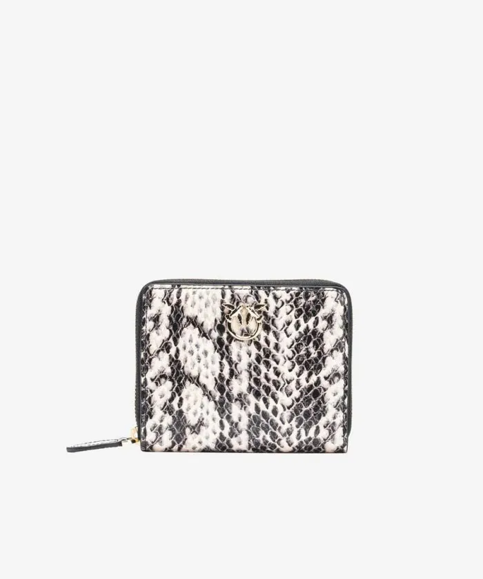 Women Limited Edition Pinko PINKO Galleria Square Wallet In Twotone Pythonprint Leather Whiteblacklightgold Women Limited Edition Pinko PINKO Galleria Square Wallet In Twotone Pythonprint Leather Whiteblacklightgold