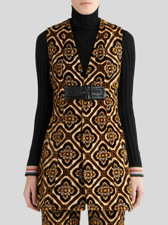 Women Long Velvet Waistcoat Etro Jackets