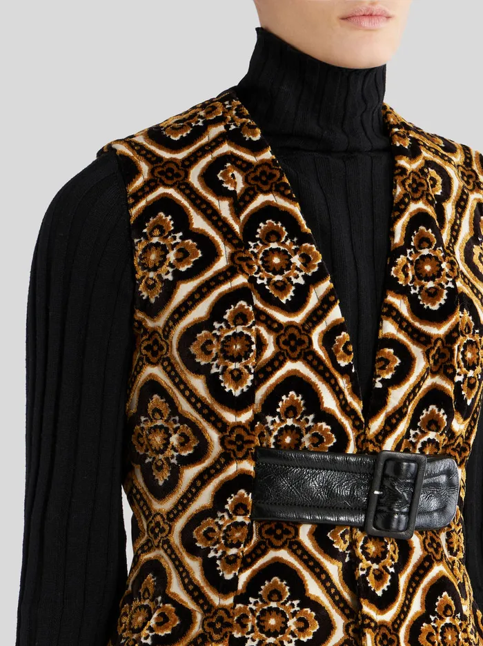 Women Long Velvet Waistcoat Etro Jackets