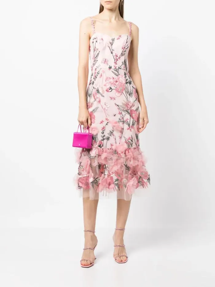 Women Marchesa Dresses Butterfly Murmuring Midi Dress Dusty Pink