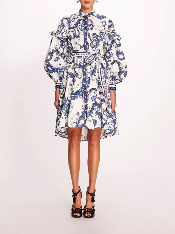Women Marchesa Dresses Laurel Shirtdress Blue Multi