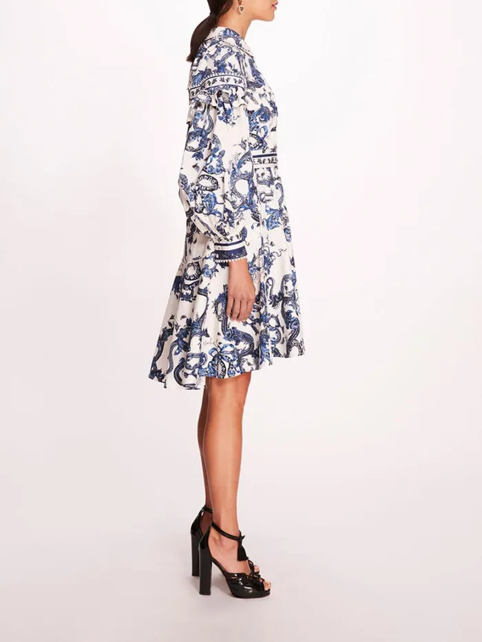 Women Marchesa Dresses Laurel Shirtdress Blue Multi