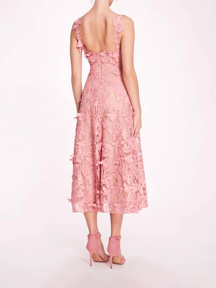 Women Marchesa Dresses Organic Lace Midi Dress Rose Women Marchesa Dresses Organic Lace Midi Dress Rose