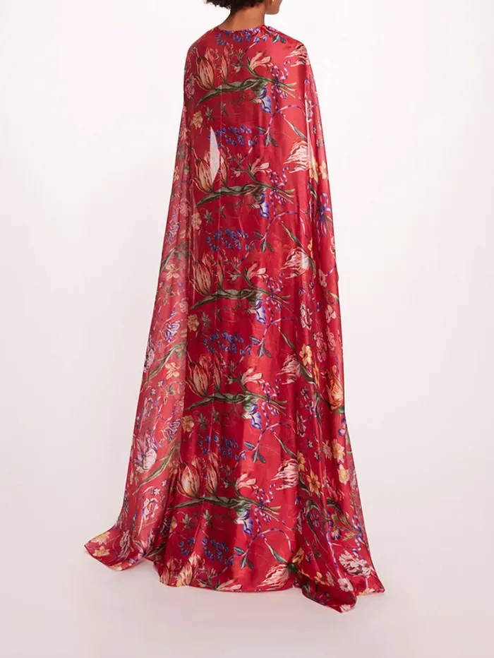 Women Marchesa Dresses Ribbons Cape Gown Fuchsia Women Marchesa Dresses Ribbons Cape Gown Fuchsia