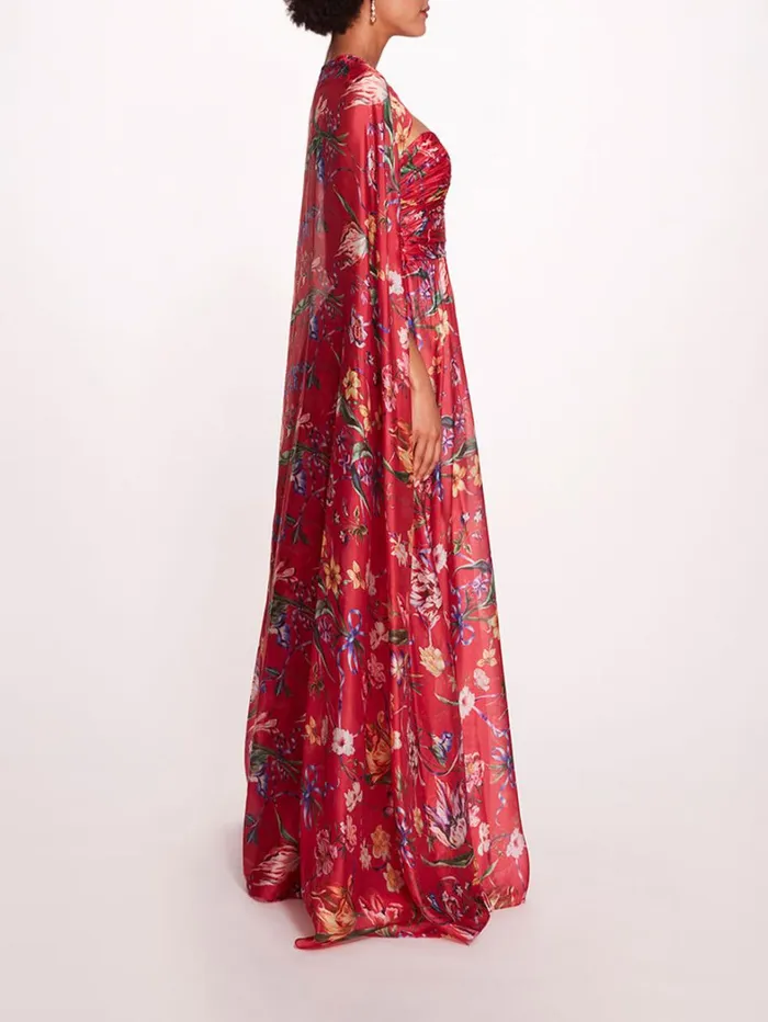 Women Marchesa Dresses Ribbons Cape Gown Fuchsia Women Marchesa Dresses Ribbons Cape Gown Fuchsia
