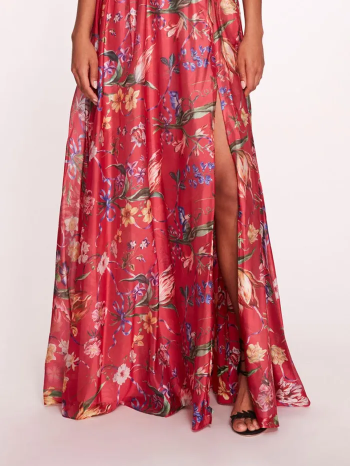 Women Marchesa Dresses Ribbons Cape Gown Fuchsia Women Marchesa Dresses Ribbons Cape Gown Fuchsia