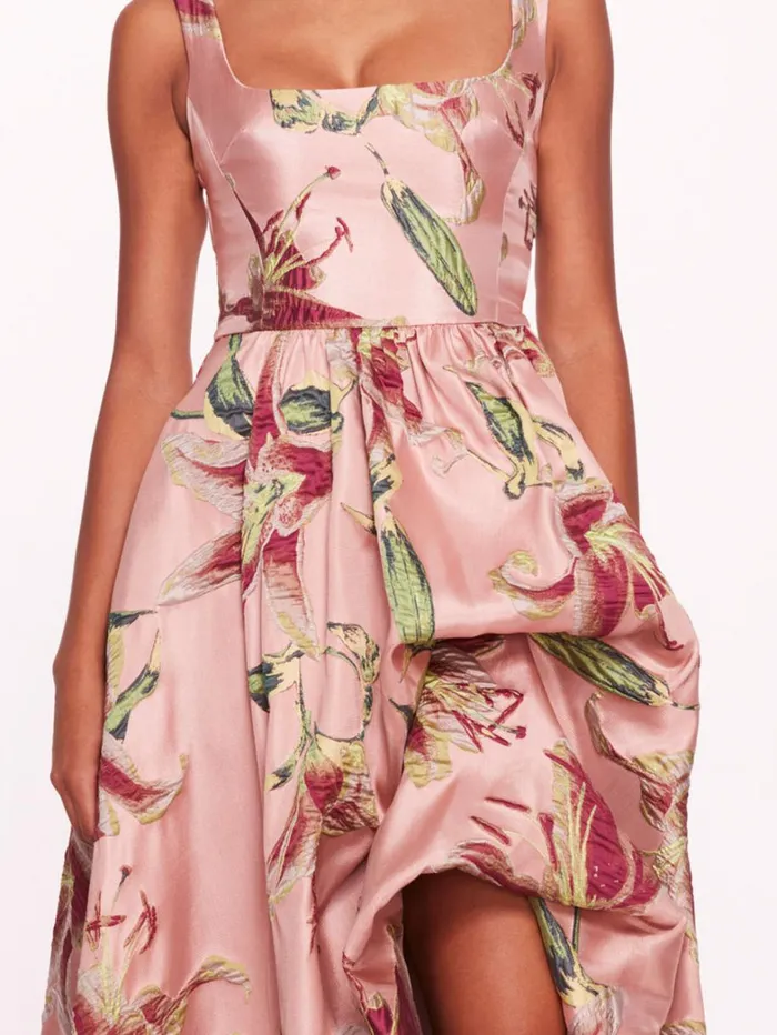 Women Marchesa Dresses Square Neck Drape Ballgown Pink