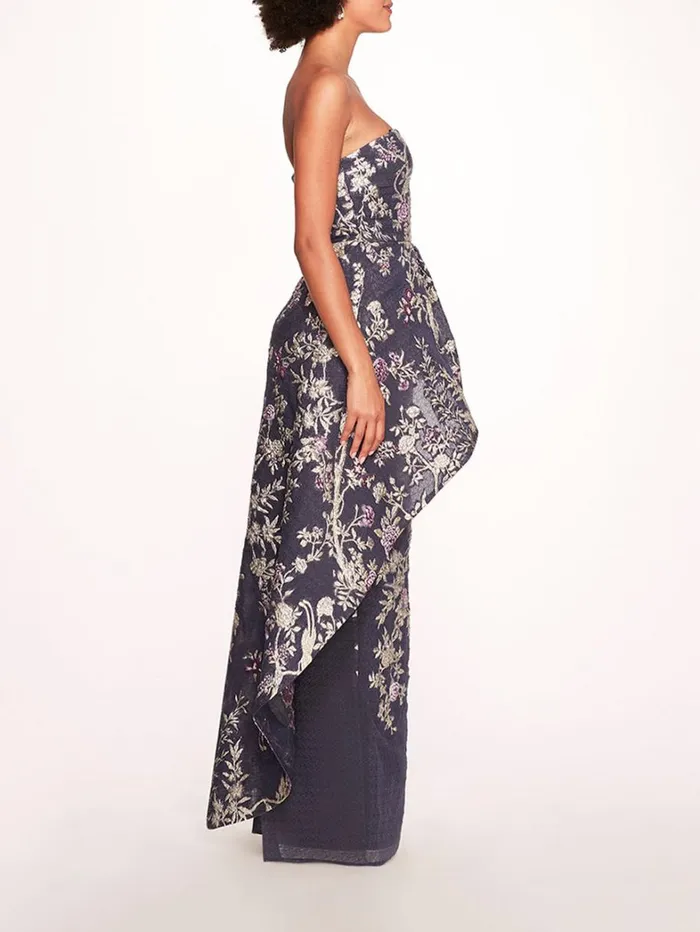 Women Marchesa Dresses Strapless Gilded Gown Navy Women Marchesa Dresses Strapless Gilded Gown Navy