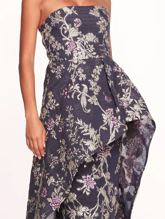 Women Marchesa Dresses Strapless Gilded Gown Navy Women Marchesa Dresses Strapless Gilded Gown Navy