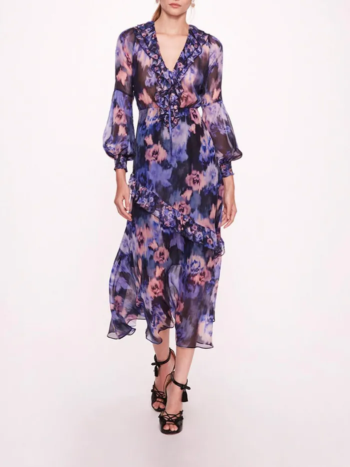 Women Marchesa Dresses Varda Purple Multi