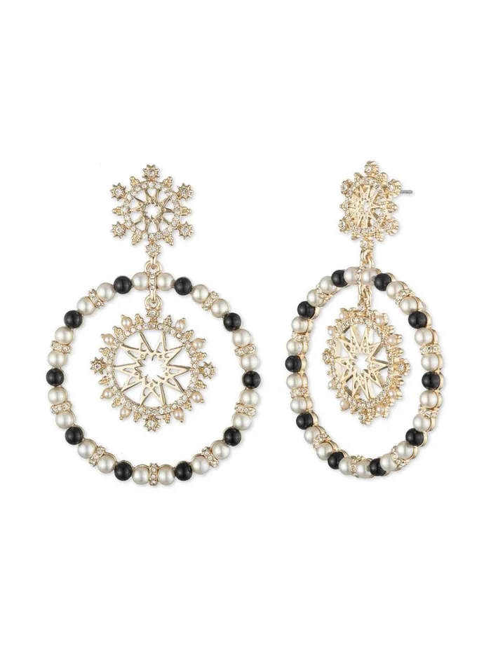 Women Marchesa Jewelry Orbital Pearl Earring Black