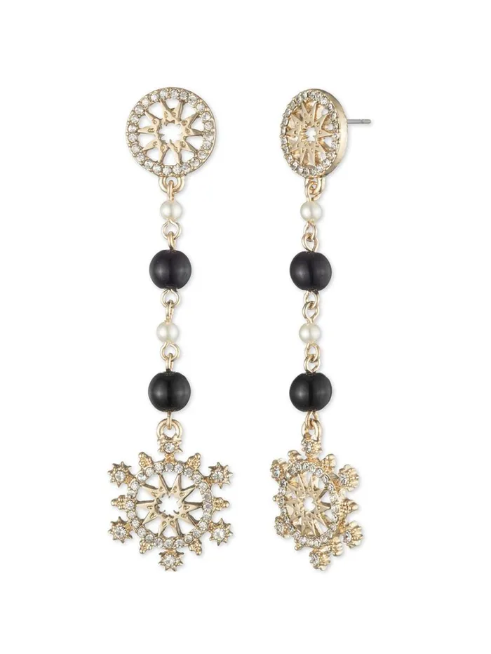 Women Marchesa Jewelry Pearl Linear Earring Black