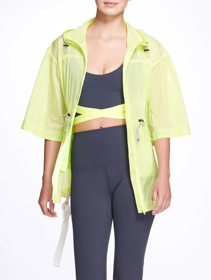 Women Marchesa Marchesa Active Neon Yellow Sheer Lightweight Active Workout Jacket With Hood Neon Yellow Women Marchesa Marchesa Active Neon Yellow Sheer Lightweight Active Workout Jacket With Hood Neon Yellow