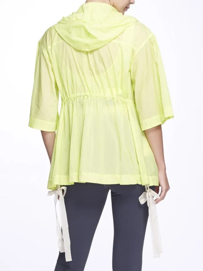 Women Marchesa Marchesa Active Neon Yellow Sheer Lightweight Active Workout Jacket With Hood Neon Yellow