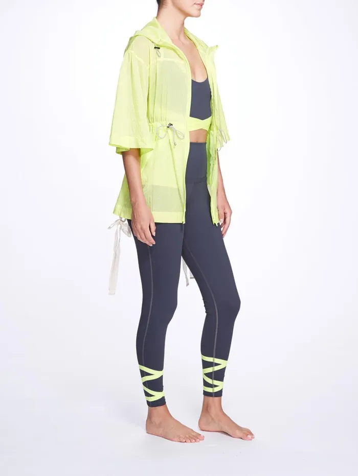 Women Marchesa Marchesa Active Neon Yellow Sheer Lightweight Active Workout Jacket With Hood Neon Yellow