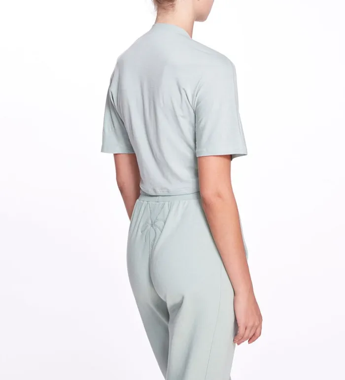 Women Marchesa Marchesa Active Sage Green Cropped TShirt With Front Twist Sage